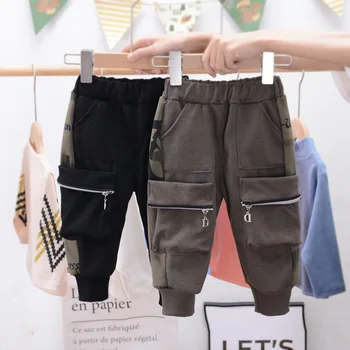 

Boys Solid Cargo Pants 0-5Y Multi-Pocket Trousers Kids Brand Winter Autumn Velvet Warm Baby Boy Casual Full Pants Streetwear