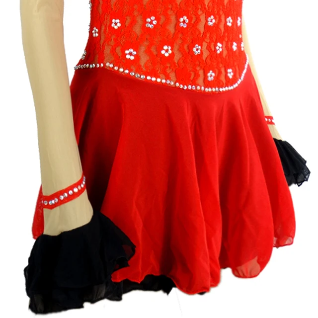 Gonna Pattinaggio Figura Ragazza - Nero Grigio Gradiente - Con Strass Per Competizioni