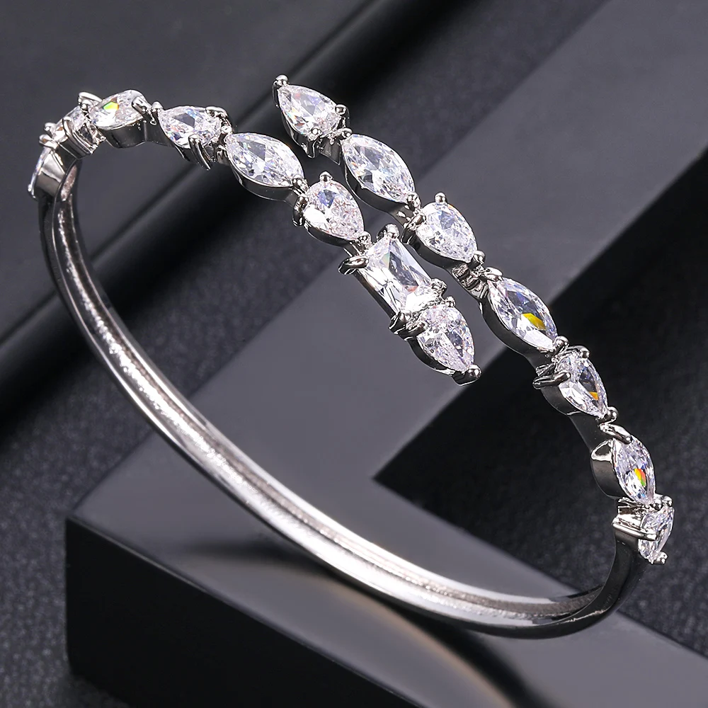 JaneKelly Мода w филиал золотые ювелирные изделия браслеты и браслеты для женщин свадебный женский подарок - Окраска металла: White Stone