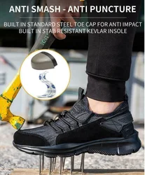 Chaussures de sécurité avec embout en acier pour homme, baskets de travail légères et indestructibles, Anti perforation 