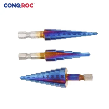 

3 Pieces 3～12mm 4~12mm 4~20mm HSS Step Drill Bits Set Blue Color Coated Hex Shank Straight Groove Pagoda Drill Bits Kit