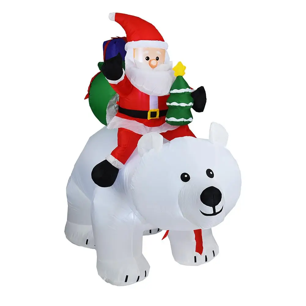 

2M Polar Bear Inflatable Santa Christmas Riding Polar Bear Inflatable Doll Riding Polar Bear Santa Claus Christmas Decorations