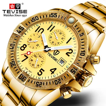 

TEVISE Top Brand Automatic Mechanical Men Watches Fashion Steel Band Skeleton Multi-Function Waterproof Luminous Wrist Watch