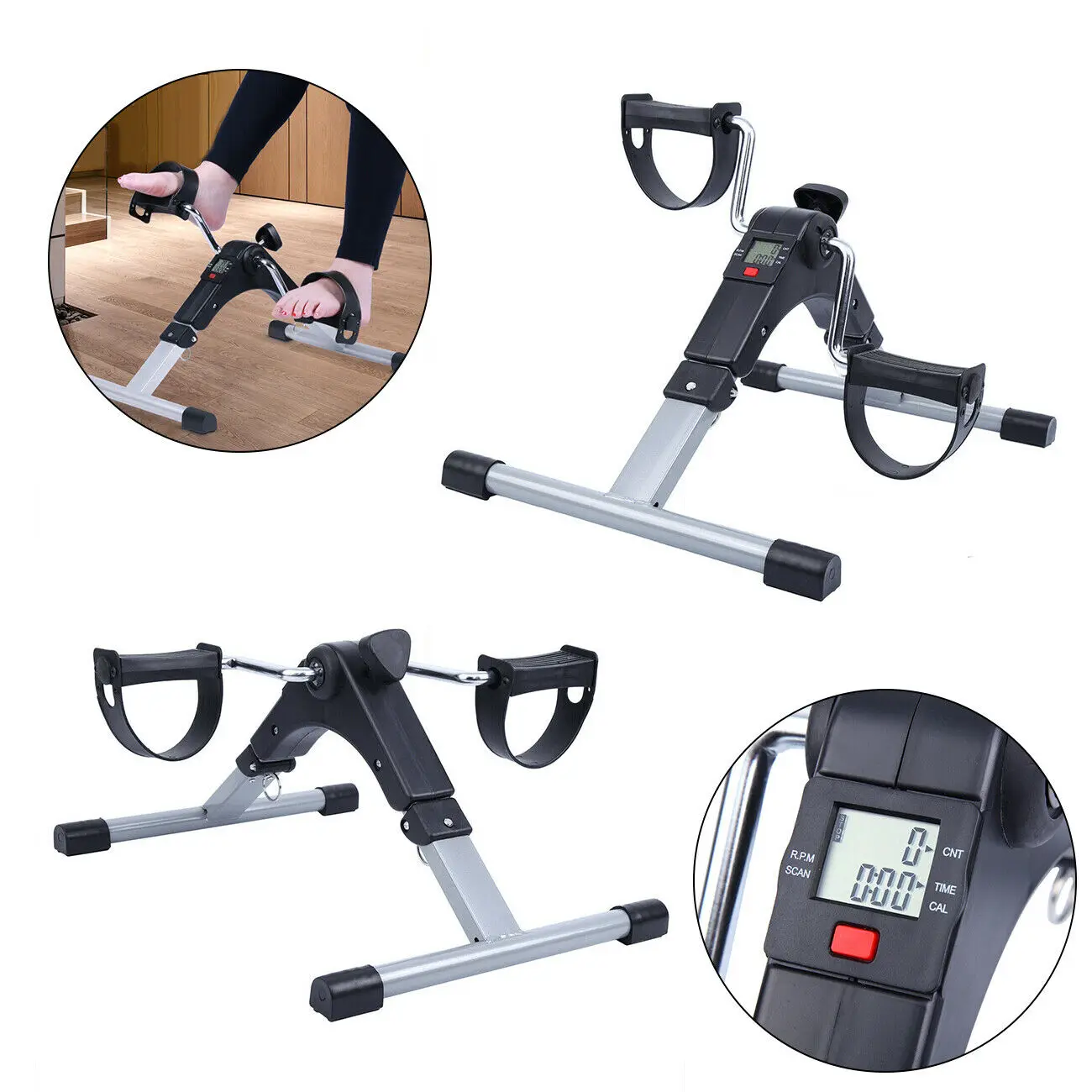 

Honhill Treadmill Steppers Pedal Exerciser Digtal Foldable Pedal Fitness Exerciser Cycle Bike For Leg /Arm Indoor Home Gym