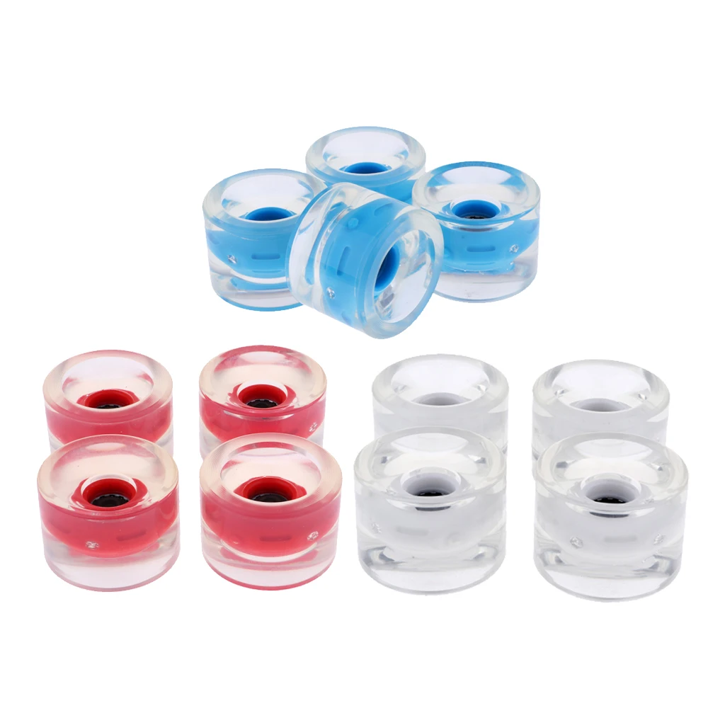 12pcs Skateboard Longboard Wheels Replacement Flashing Light Up with Magnetic Core Glow at Night Bearing Wheels 70mm