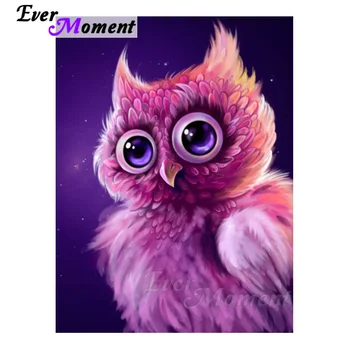 

Ever Moment Diamond Painting Pink Owl Full Square Resin Drills Diamond Embroidery Mosaic Handicrafts Art Kits Decoration 4Y330