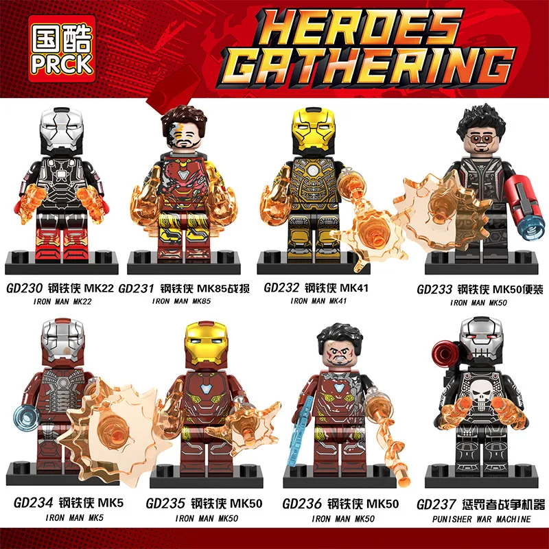 

50PCS Super Heroes Figure Avengers Endgame Iron Man MK 85 50 Thanos Thor Black Panther Building Blocks Bricks Toys GD230-GD237