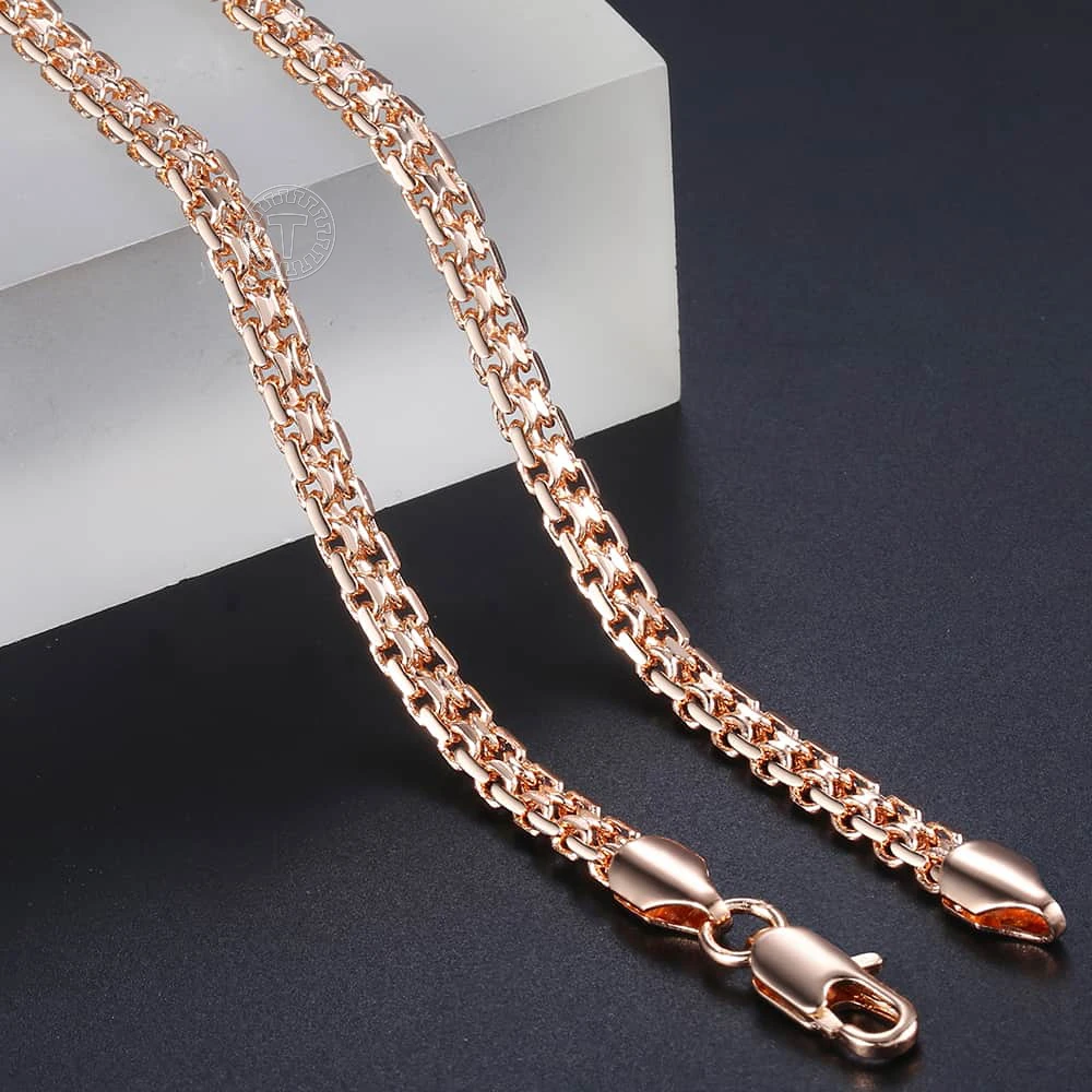 Necklaces Chains Jewelry Filled 585 Rose-Gold Bismark Fashion Women Link for 5mm 50cm