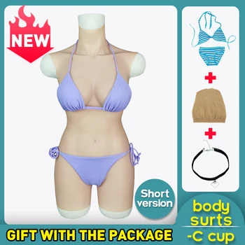 

Short Version Silicone Breast Forms C Cup Boobs Whole Body Suits for Drag Queen Crossdresser Shemale