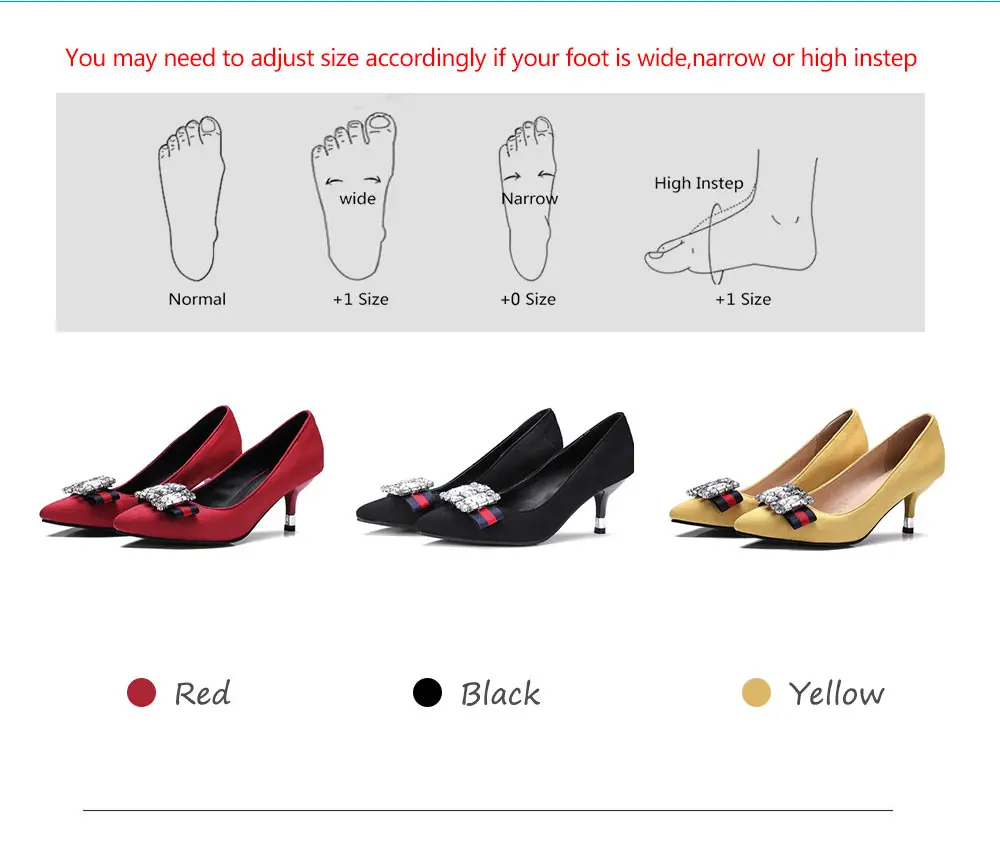 Новинка; модные женские туфли-лодочки на тонком высоком каблуке с кристаллами; цвет желтый, красный, черный; туфли-лодочки для женщин; вечерние туфли для девушек; большие размеры