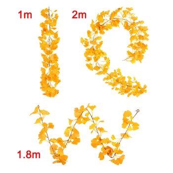 

Econo Artificial Garland Ginkgo Leaf Green Plants Leaves Garland Fake Rattan Artificial Wreath Wall Hanging Home Wedding ds99