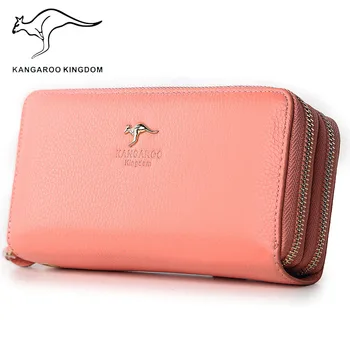 

KANGAROO KINGDOM brand fashion genuine leather women wallets long zipper clutch purse female phone wallet