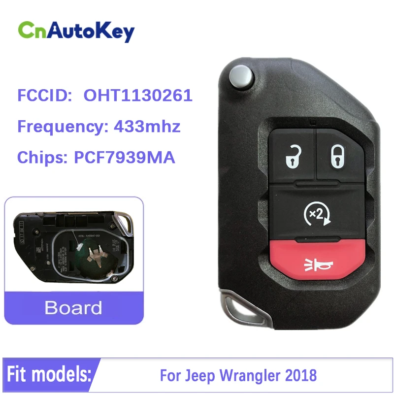 Cn086026 Jeep Wrangler 2018 Genuine Flip Remote Smart Auto Key 4 Buttons Auto  Start 433 Mhz Pcf 7939m Transponder 68416784aa-001 - Car Key - AliExpress