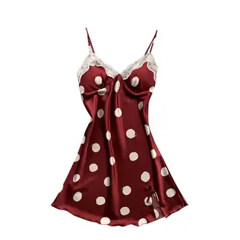 

Sexy Silk Satin Night Dress Nightie V-neck Nightwear Women Nightgown Nightdress Sleepwear Robe Lace Underwear