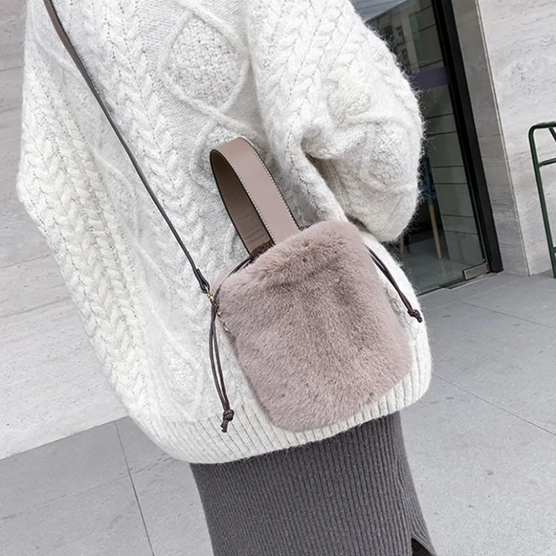 BXX Sac/ модные осенне-зимние роскошные женские сумки, дизайнерская плюшевая сумка-ведро с джокером, сумка через плечо ZF368