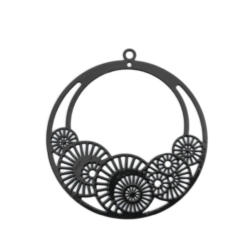 DoreenBeads модные медные Филигранное тиснение Подвески черный синий красочные круглые шестерни стиль ювелирные изделия амулеты «сделай сам» 42x39 мм, 10 шт