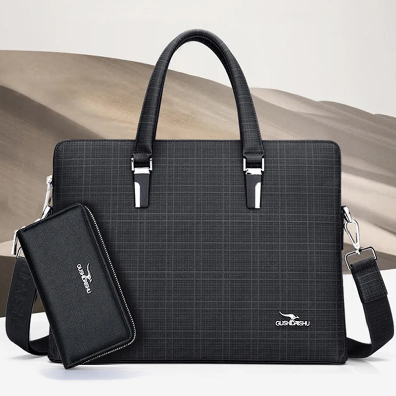 Мужской кошелек, деловой портфель, мужская кожаная сумка для ноутбука, брендовая мужская сумка на плечо, водонепроницаемая сумка на плечо, сумка-мессенджер