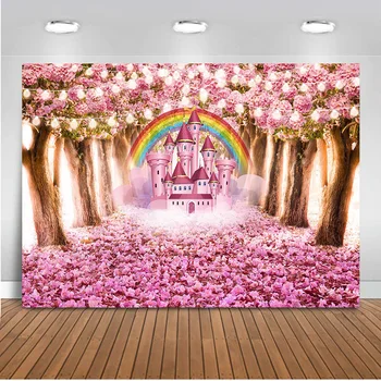 

castle rainbow Flower backdrop for photography light newborn baby happy birthday party decoration supplies tree vinyl floor prop