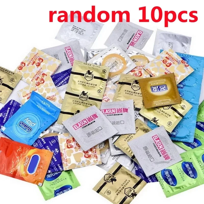 

10 Pcs Random Condoms Adult Large Oil Ultra Thin Condom Smooth Lubricated Condoms for Men Contraception Intimate Erotic