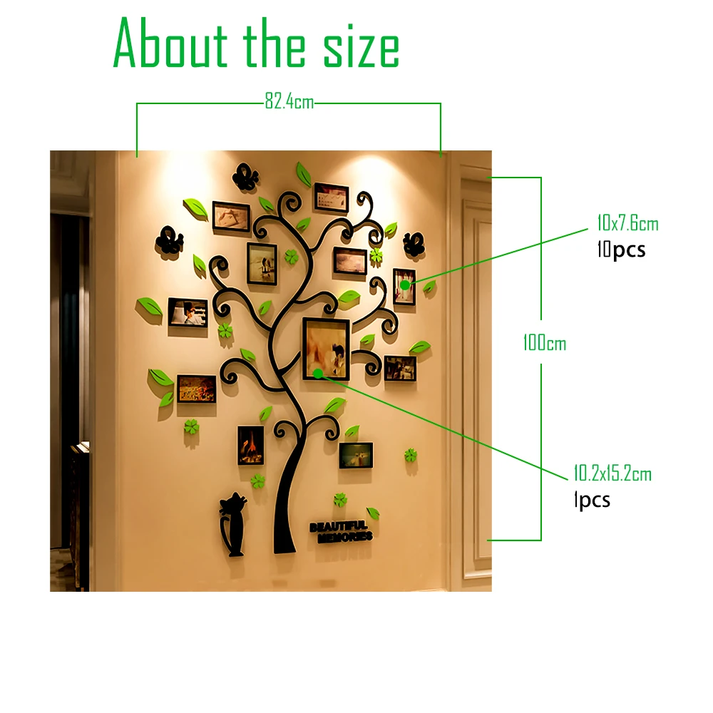 3D дерево наклейка из акрила, фотоальбом для стикеры на обои-дерево форма украшения стикер s домашний Декор настенный плакат подвесной - Цвет: 1