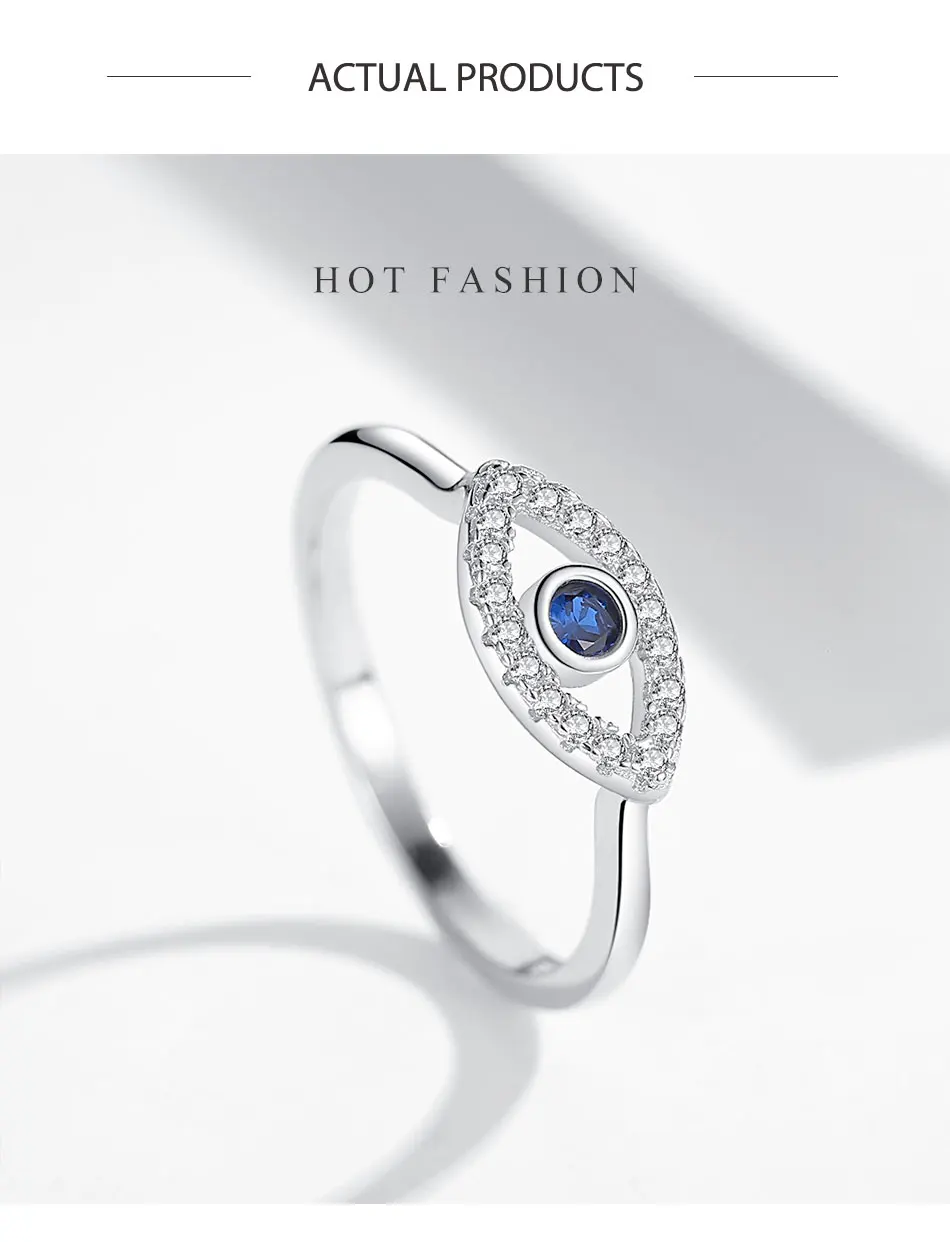 ELESHE обручальное 925 пробы Серебряное кольцо с голубым глазом кольцо с кристаллами для женщин обручальные кольца ювелирные изделия из стерлингового серебра