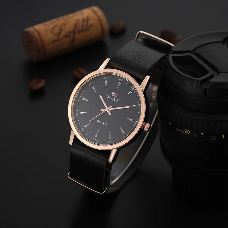 

SOXY Men Popular Quartz Watch Leather Watch Stylish Fashion Clock Brand SOXY Watch Relogio Feminino Christmas Gift zegarek meski