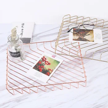 

Tray Fruit Basket Debris Finishing Text Basket Wrought Iron Rose Gold Desktop Storage Basket