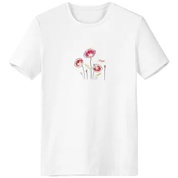 

Flowers Plant Poppy Decoration Painting Crew Neck White T-shirt Short Sleeve Comfort Sports T-shirts Gift
