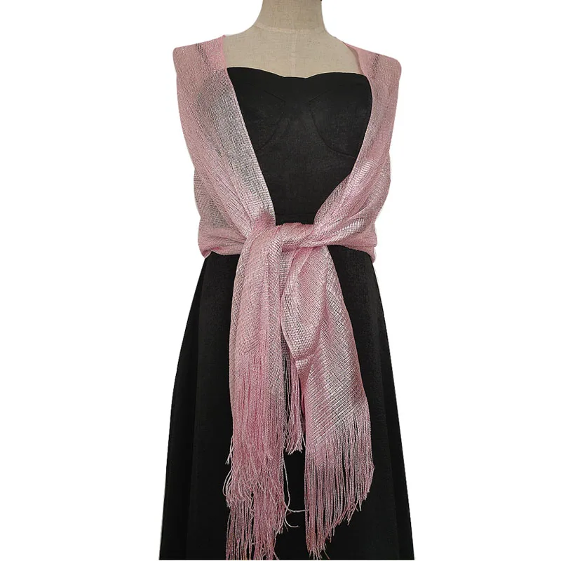 Модные женские металлические шарфы свадебные и вечерние шали элегантные блестящие длинные шарфы