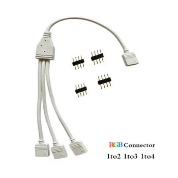 

Rgb LED Accessoires RGB Splitter Connector led strip connector 4 Pin 1to4 1to3 1to2 Voor DC 12V 3528 5050 RGB LED strip