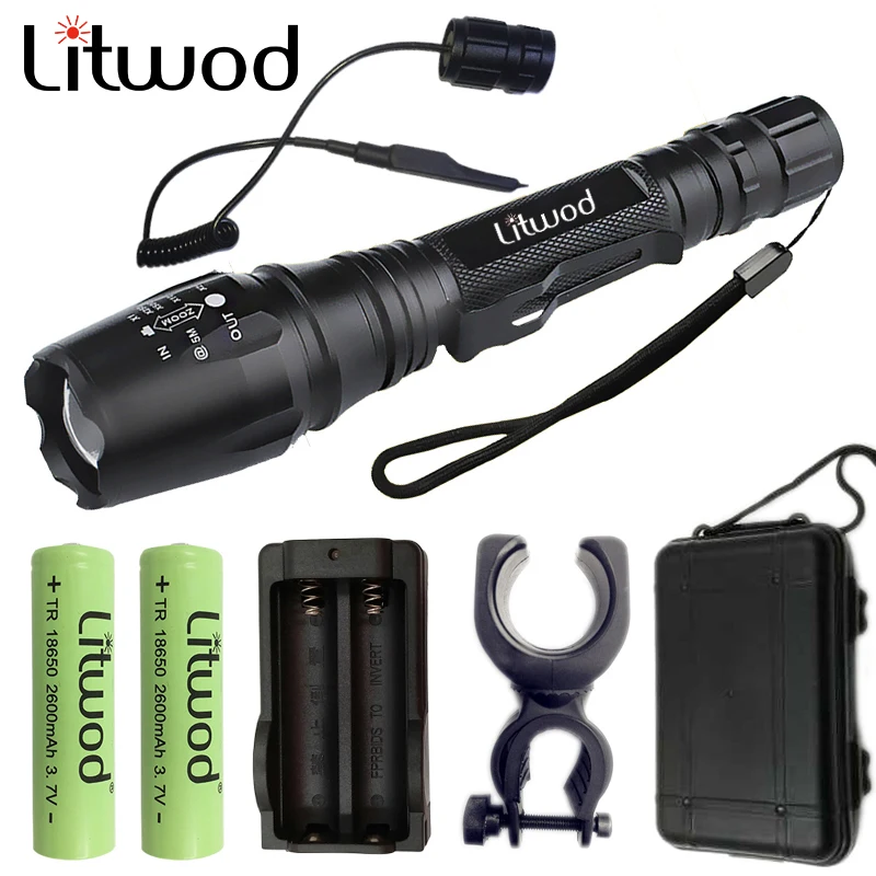 Светодиодный фонарик Litwod Z20 XHP50 с увеличением для 2 батарей 18650 время работы более