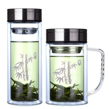

Double-layer Glass Men and Women-style Tea Filter Water Cup Office Business Gift Tea Cup Thick Vacuum Business Cup Glass Water