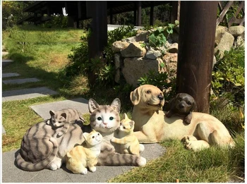 

Outdoor Gardening Resin Simulation Animal Ornaments Resin Cat dog Crafts Villa Kindergarten Figurines Cafe Courtyard Furnishing