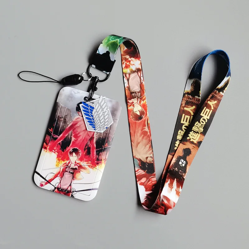 Card holder 1 set Japanese anime card cases lanyard keychains for Attack on Titan