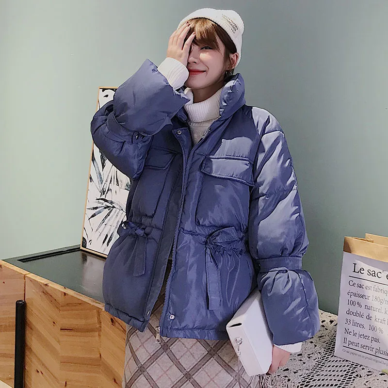 Женская куртка и пальто, зимняя теплая корейская мода, Черный пуховик, Женская Толстая парка, рукав-фонарик, повседневное милое пуховое пальто