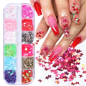 

3D Butterfly Nail Art Glitter Holographic Nail Sequins Flakes Slices Sticker Sparkly DIY Manicure Decorations Accessories TR1622