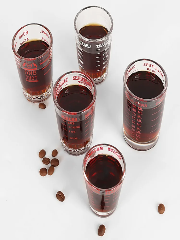 Accessoire Barista Latte Art Tasse à Mesurer Expresso 75 Ml En Verre Borosilicate - Poignée Bois, Bec Verseur, Idéale Latte Art Tasse Shot Verre Borosilicate