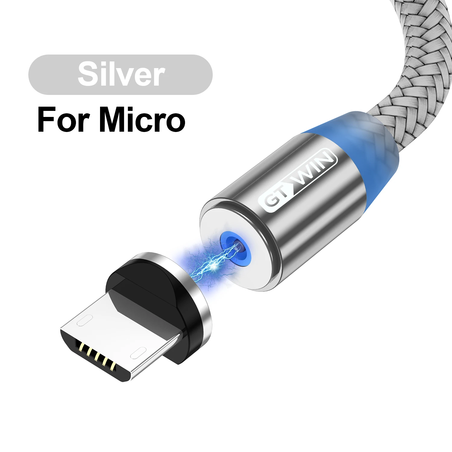 GTWIN Магнитный Micro USB кабель для iPhone 7 зарядное устройство Шнур магнит Тип C кабель 3 м USB C Быстрая зарядка для samsung S9 Plus iPad Pro - Цвет: For Micro Silver