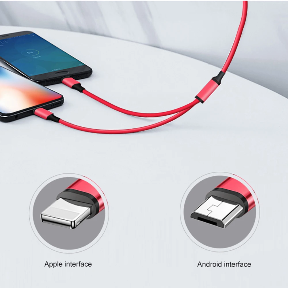 2 в 1 8 Pin USB кабель для iPhone Xs Max Xr X 8 7 6 6S Plus Быстрая зарядка Micro USB кабель для samsung Xiaomi кабель для мобильного телефона