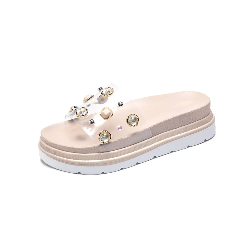 

Thick Bottomed Sandals Seaside Women's Summer Outer Wear Extra High with Beach Flip-flops Platform Slanted Heel Fashion Nursing