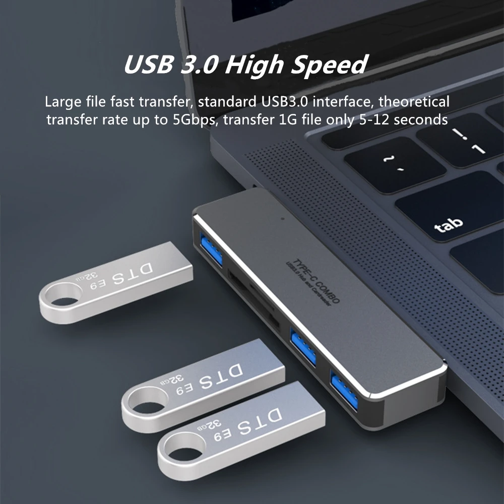ОВБР USB 3,1 Тип-C док-станция USB 3,0 TF/SD устройство для чтения карт 5-в-1 мульти-Функция конвертер для MacBook и Thunderbolt 3 серии записные книжки