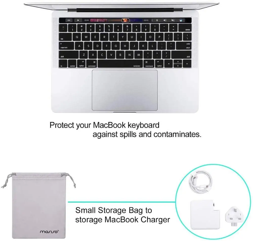 Черный чехол Mosiso для ноутбука Macbook Pro 13 15 Вт/без сенсорной панели A1708 A2159 A1990|case cover for