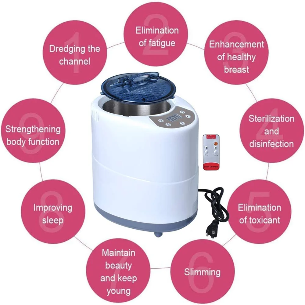 Steam Generator 220V/110V  EU US Plug 2000W Upgrade Capacity 4L Steamer Pot for Sauna Wooden Barrels  Large Water Vapor 5