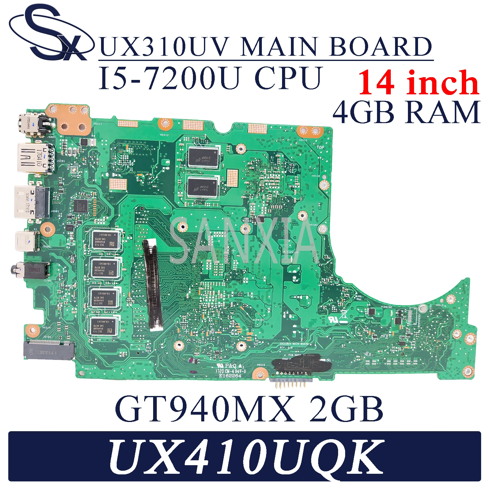 KEFU UX310UV материнская плата для ноутбука ASUS UX410UQK (14 дюймов) UX410U UX310U оригинальная 4GB-RAM