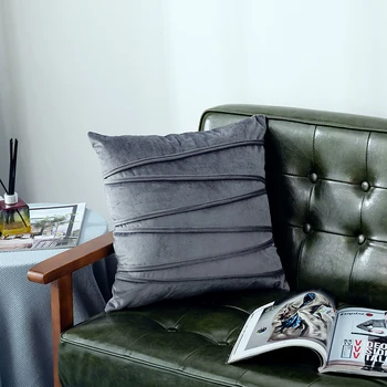 

Solid Velvet Geometric Line Waist Cushion Cover Home Sofa Decorative 45*45 Housse De Coussin Cojines Throw Pillows for Sofa
