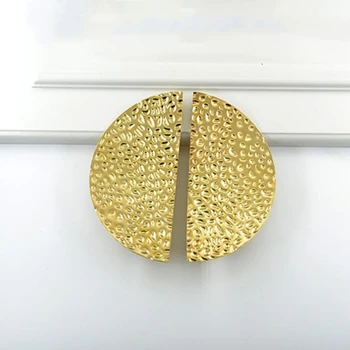 

LCH Semicircular Solid Trypophobia Brushed Brass Color Handle Cabinet Drawer Pull Knob Door Pull Chinese Style Half Moon