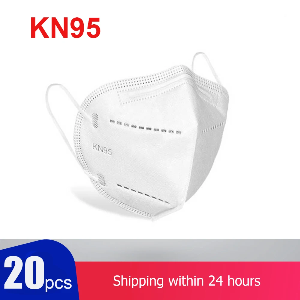 

20pcs KN95 Mouth Dust Masks Facial PM2.5 95% filter Mask Anti-Pollution Protective Mouth-muffle Bacteria Proof Flu KN95 Mask