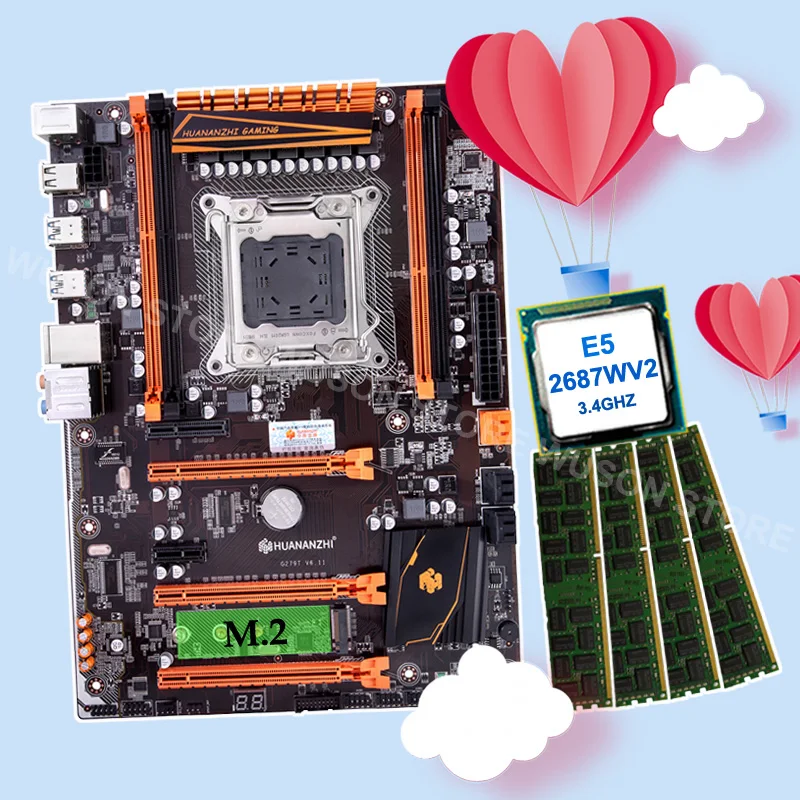 Скидка материнская плата combos huanzhi X79 материнская плата с M.2 NVMe SSD Слот Процессор Intel Xeon E5 2687W V2 RAM 64G (4*16G) 1866 RECC Скидка материнская плата combos huanzhi X79 материнская плата с M.2 NVMe SSD Слот Процессор Intel Xeon E5 2687W V2 RAM 64G (4*16G) 1866 RECC
