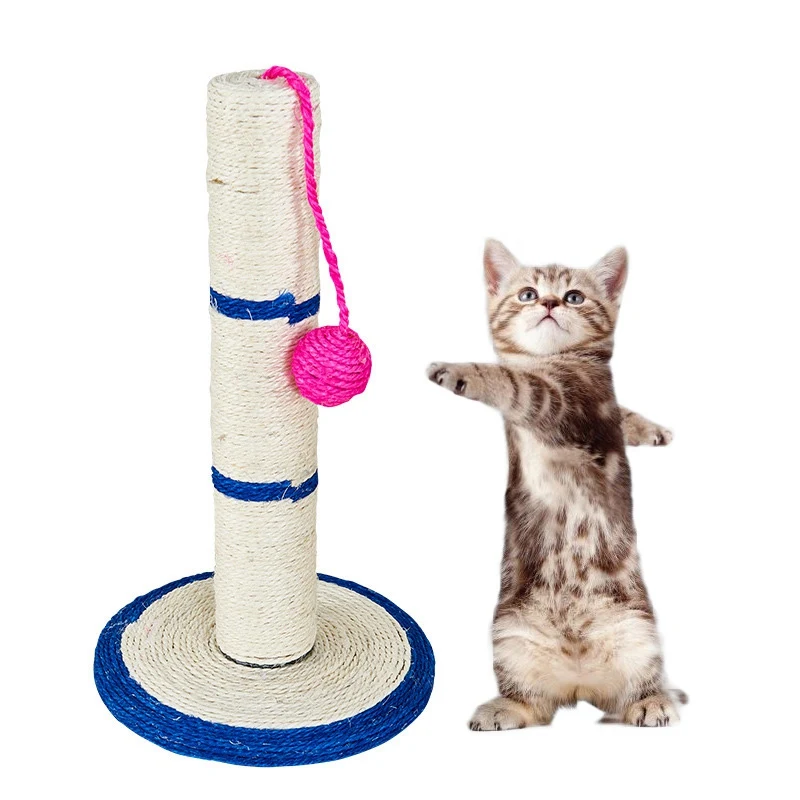 Funny Cat Scratch Board Sisal Scratcher Kitten Climbing Post Scratching with Ball Toy Durable Furniture Protector | Дом и сад