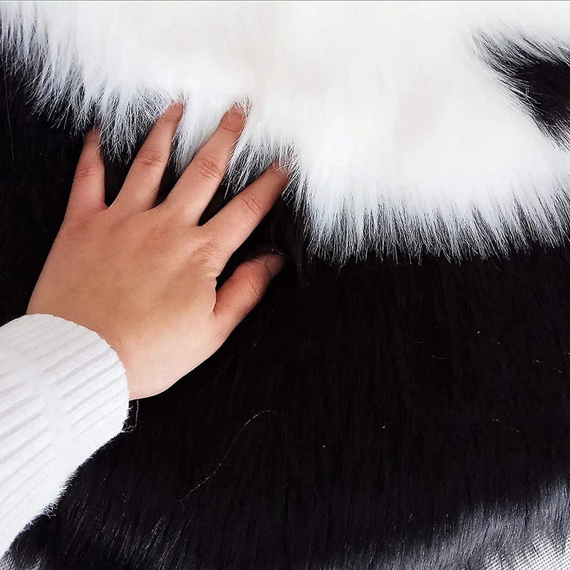 Panda Rug Artificial Sheepskin Hairy Carpet for Living Room Sheep Fur Plain Fluffy Area Rugs Washable Bedroom Faux Baby Play Mat